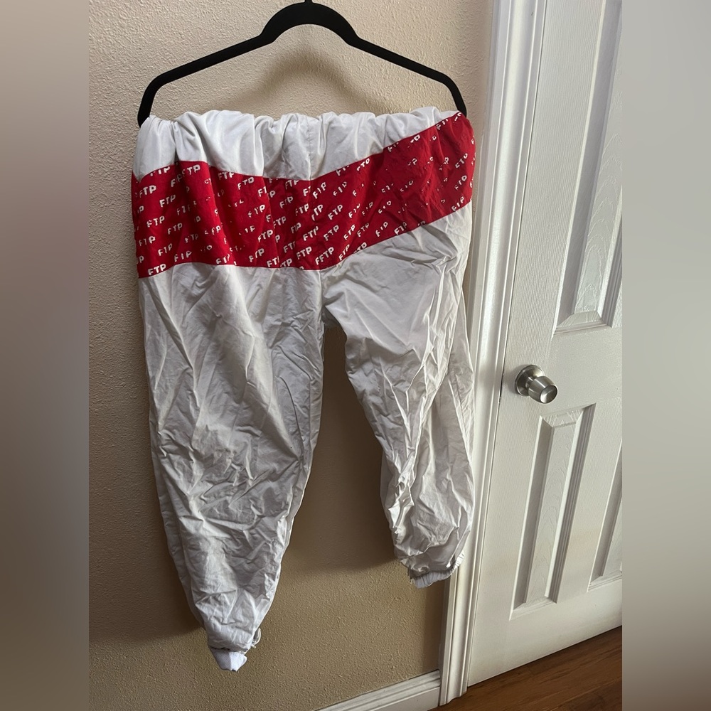 * SOLD * FTP Windbreaker Jogger Pants in White/Red Colorway - XL